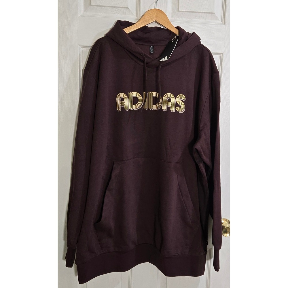 Adidas Mens Shadow Brown Retro Logo Fleece Hoodie 3XLT KD4728